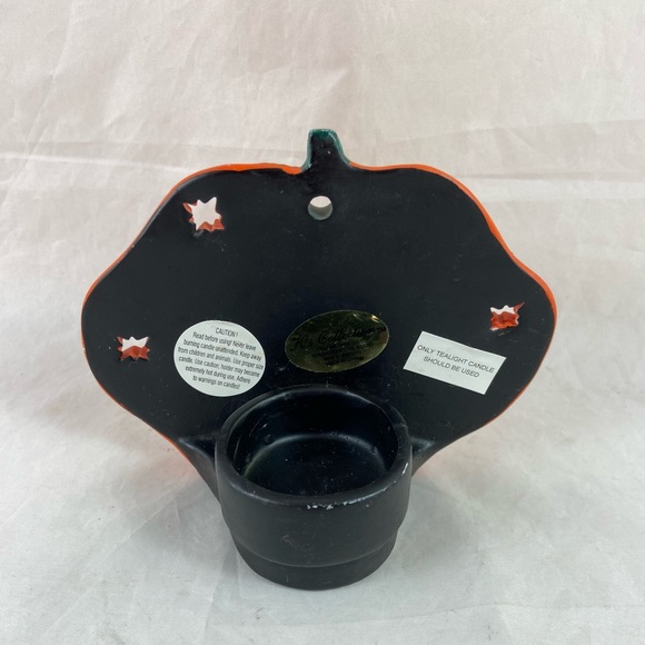 5 Halloween Pumpkin Shaped Tea Light Holders Jack-O-Lantern Witch K’s Ceramics - Picture 12 of 16